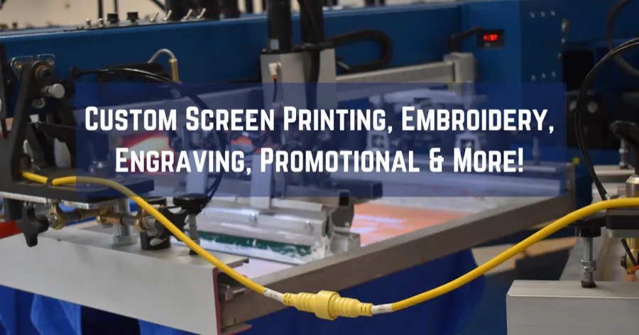 Screen printing press in action inside the Rockland Athletic Supplies production shop